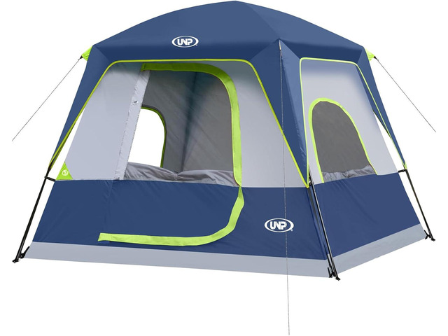 UNP 2/4/6/8 Person Tent, Portable Cabin Tent, Camping Tent 4-Person Easy Set Up, Waterproof with Top Rainfly for Outdoor Camping/Hiking