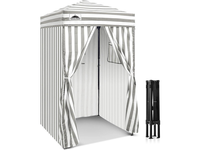 EAGLE PEAK 4x4 Pop Up Changing Tent, Outdoor Changing Room, Gray/White Pop Up Privacy Tent, Pool Cabana, Outdoor Shower Enclosure, Dressing Room,...