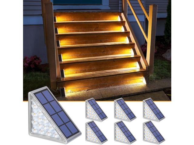 NIORSUN Solar Step Lights,6 Pack Warm White Solar Stair Lights Outdoor Waterproof IP67 Auto On Off,Solar Lights for...