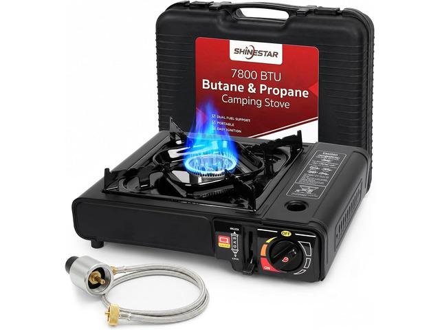 SHINESTAR 7800 BTU Dual Fuel Camping Stove, Propane Portable Gas Stove