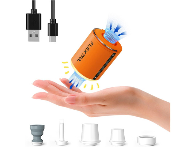 FLEXTAILGEAR Portable Air Pump with Camping Lantern Tiny Pump 2X 4kPa Air Pump for Inflatables Rechargeable Air Mattress Pump with Magnetic Design...