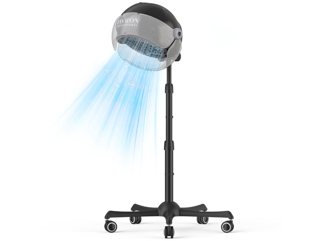 TASALON Ionic Hooded Hair Dryer - 1875W Bonnet Dryer with 3 Temperature Settings - Portable Standing Dryer for Home and Salon