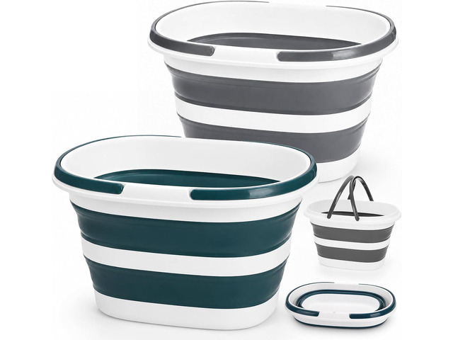 Coloch 2 Pack 16L/4.2 Gallon Collapsible Plastic Bucket, Foldable Mop Bucket Laundry Basket with Handle, Portable Water Pail Space-Saving Bucket...