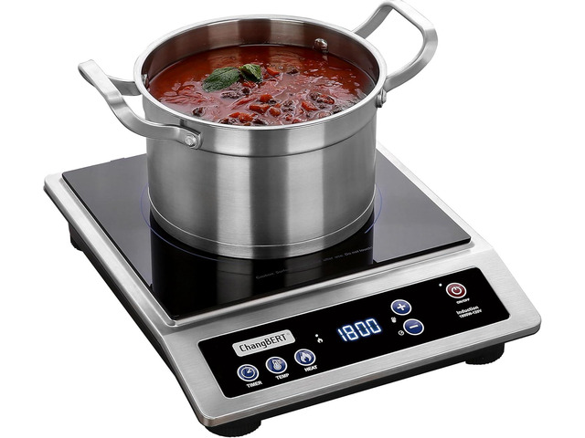 ChangBERT Induction Cooktop, Commercial Grade Portable Cooker, Large 8 Heating Coil, Premium Stainless Steel Countertop Burner with NSF Certified,...