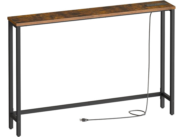 HOOBRO 47.2' Narrow Console Table with Power Outlet, Behind Couch Table