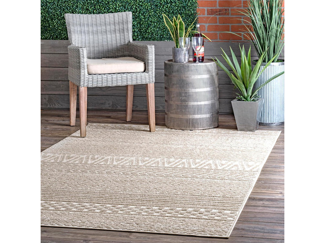 nuLOOM Kamryn Beige Geometric Power Loomed Indoor/Outdoor Area Rug, 4' x 6'