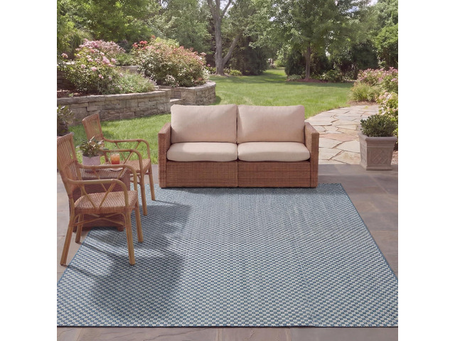 SAFAVIEH Courtyard Collection 8' x 10' Blue/Grey CY8653 Indoor/ Outdoor Patio Backyard Mudroom Area Rug