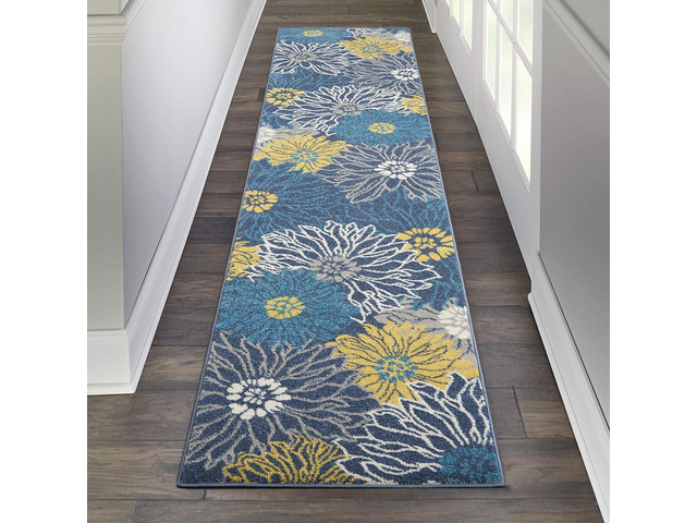 Nourison Home Passion Blue 2'2' x 10' Area Rug - Easy Clean, Non Shedding, Bed Room, Living Room, Dining Room, Kitchen (10' Runner)