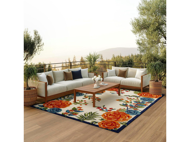 Nourison Home Aloha Multicolor 6' x 9' Area Rug - Easy Clean, Non Shedding, Bed Room, Living Room, Dining Room, Kitchen (6' x 9')