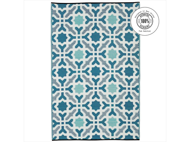 Fab Habitat Outdoor Rug - Waterproof, Fade Resistant, Reversible - Premium Recycled Plastic - Spanish Tile - Patio, Deck, Porch, Balcony, Laundry...