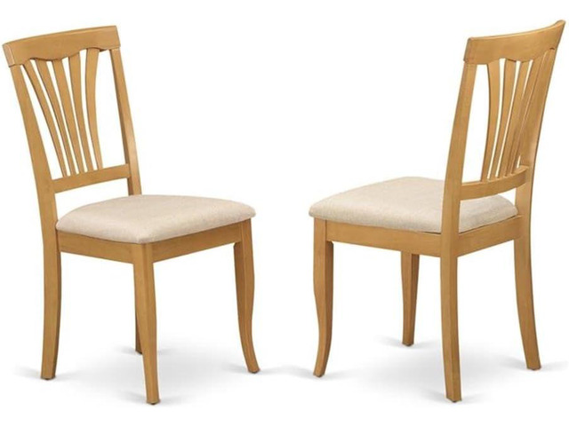 East West Furniture AVC-OAK-C Avon Kitchen Dining Chairs - Linen Fabric Upholstered Solid Wood Chairs, Set of 2, Oak