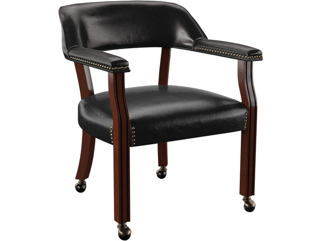Steve Silver Furniture Tournament Arm Dining Chair with Casters, Upholstered w/Nailhead Trim, for Living Room, Dining Room, Vegan Leather, 18-Inch...