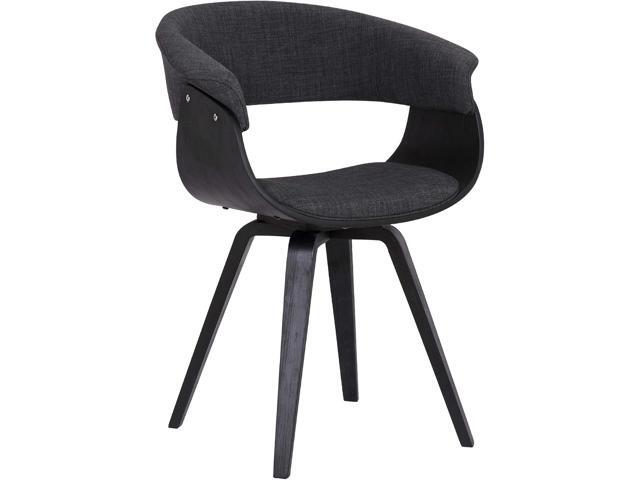 Armen Living Summer Mid Century Modern Dining Accent Chair for Table Kitchen Desk Vanity in Charcoal Fabric and Black Wood Finish