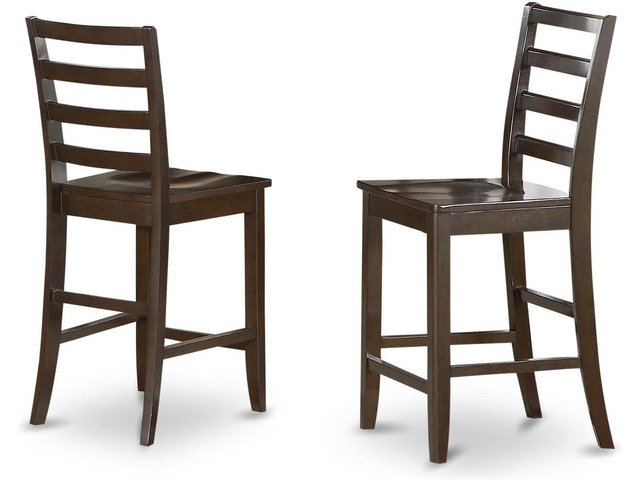 East West Furniture FAS-CAP-W Fairwind Counter Height Dining Stools - Ladder Back Wood Seat Chairs, Set of 2, Cappuccino