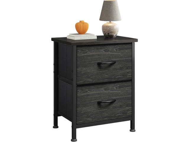 WLIVE Night Stand, Small Dresser with 2 Drawers & Wooden Top, Nightstand with Fabric Bins, Bedside Table End Table for Bedroom, Closet, Entryway,...