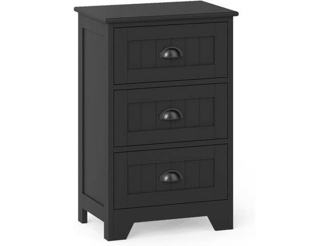 GIANTEX Nightstand with 3 Drawers, Bedside Table with Exquisite Metal Handles, Accent Table Sofa Side Table with Anti-toppling Device for Bedroom,...