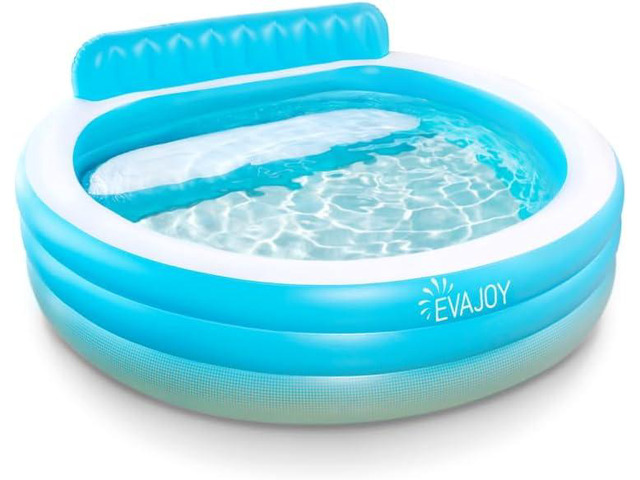Evajoy Inflatable Pool, Full-Sized Inflatable Swimming Family Pool with Seats, 88'x85'X30' Above Ground Blow Up Pool with Backrest Bench for...