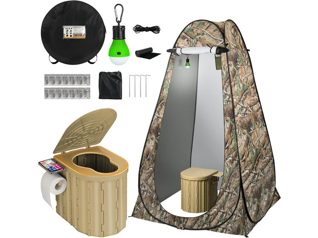 Portable Camping Toilet with Pop-Up Privacy Tent, 12-inch Toilet Seat, Outdoor Portable Folding Toilet Potty for Adults Load Capacity of 400 Lbs,...