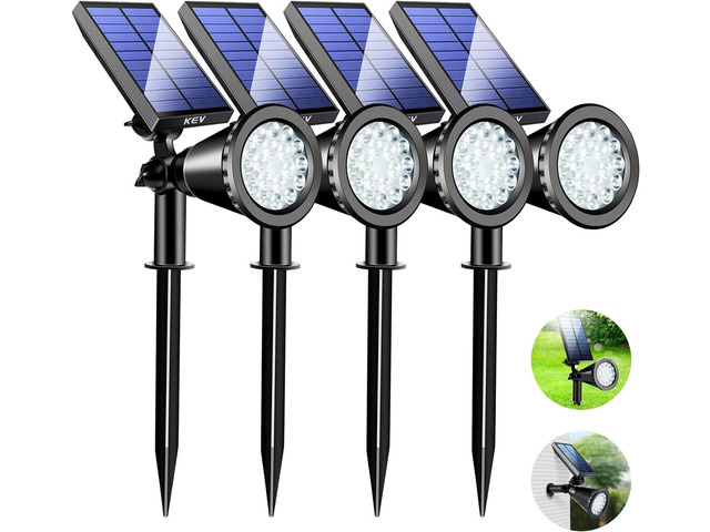 KEV 800 Lumens Solar Spot Lights Outdoor,18 LEDs Solar Flood Lights with 2 Modes &Adjustable &IPX65 Waterproof,Solar Spotlight for...