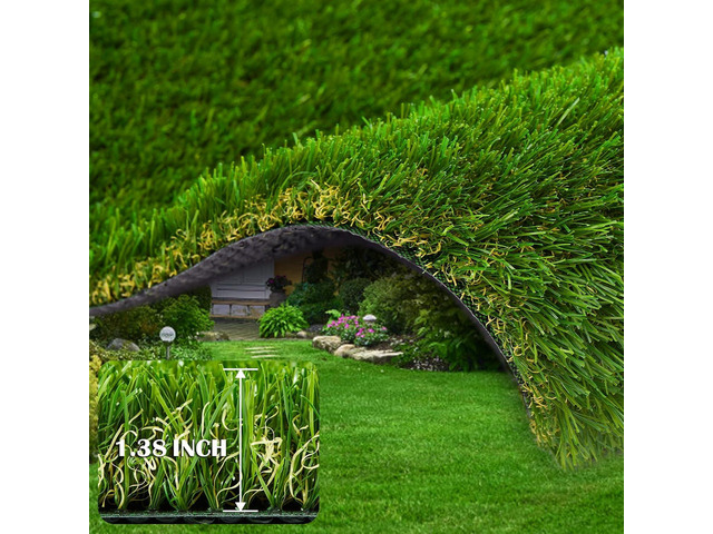 Artificial Grass Rug 4 FT x 6 FT Fake Faux Grass, Indoor Outdoor Patio Garden Lawn Landscape Synthetic Grass Mat, Realistic Turf, 4-Tone/Soft, with...