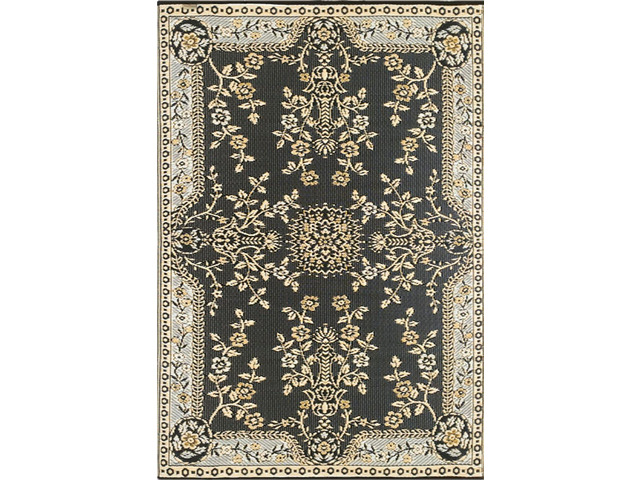 Mad Mats 4x6 Tan & Black Outdoor Rug, Reversible Plastic Mat for Patio, Porch, Poolside, Mudroom, Camping, RV, Deck - Garland