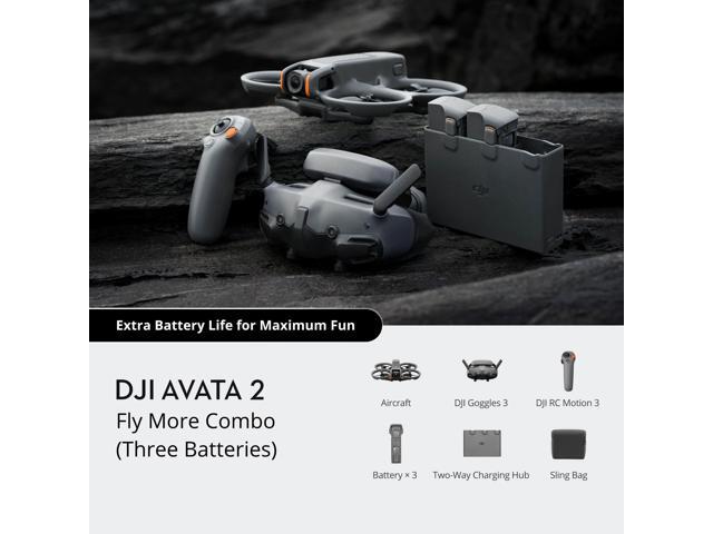DJI Avata 2 Fly More Combo (3 Batteries), FPV Drones with Camera for Adults 4K, Immersive Experience, One-Push Acrobatics, Built-in Propeller...