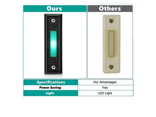 1PCS Wired Doorbell Button with LED Light, Replacement Of Doorbell Ring Button, Door Opener Switch