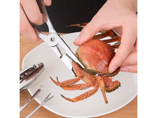 6 Pieces Seafood Tools Stainless Steel Seafood Tool Sets with Storage Box, 2 Pieces Lobster Crackers and 4 Pieces Stainless Steel Seafood Forks