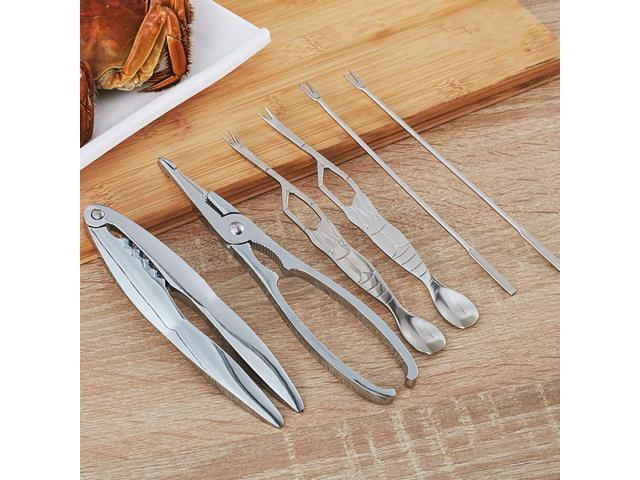 6 Pieces Seafood Tools Stainless Steel Seafood Tool Sets with Storage Box, 2 Pieces Lobster Crackers and 4 Pieces Stainless Steel Seafood Forks