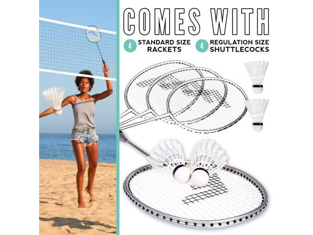 Franklin Sports Badminton Racket and Shuttlecock Set - Includes (4) Rackets, (4) Shuttlecocks with Carry Bag
