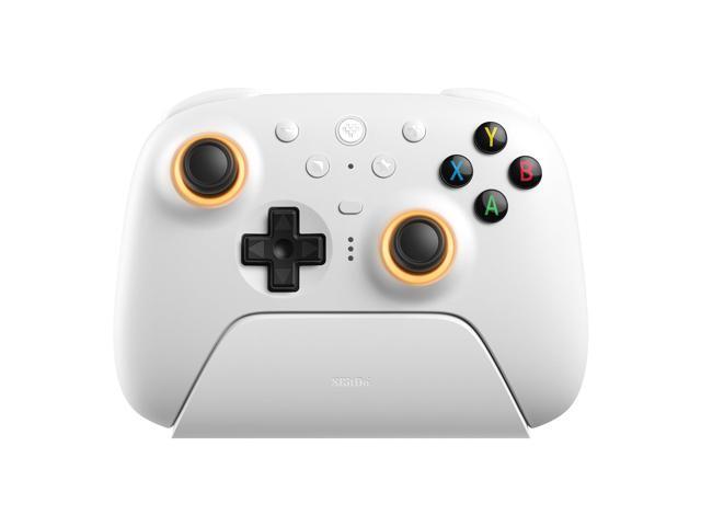 8BitDo Ultimate 2 Wireless Controller with TMR Joysticks, Hall/Tactile Triggers, Motion Control, RGB Fire Ring, 1000 Hz Polling, White for Windows.