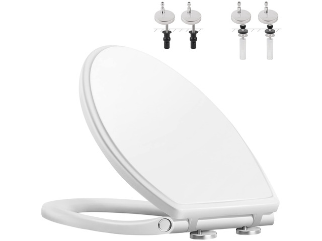 Premium Elongated Toilet Seat with Cover(Oval) Quiet Close One-Click Quick Release, Easy Installation Never Loosen Hinge, Slow Close Toilet Seat...