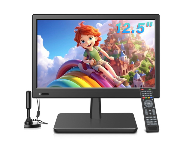 12.5inch small Portable TV,Essential for Bedroom/Kitchen/Camping,Support HDMI/USB input,Built-in speakers,lightweight and easy to carry,Suitable...