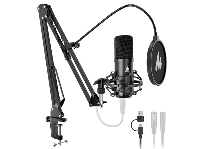 A04 Gen2 XLR/USB Condenser Microphone Kit for PC Podcast Recording 192kHz/24Bit Plug & Play Computer Cardioid Metal Mic with Software, Pro Sound...