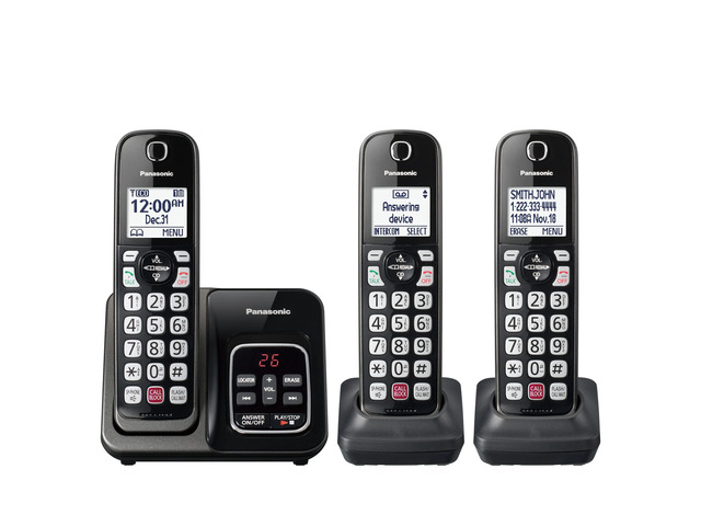 Cordless Phone with Answering Machine, Advanced Call Block, Bilingual Caller ID and High-Contrast Display, Expandable System with 3 Handset...