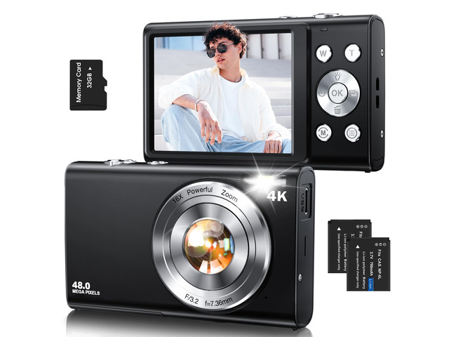 Digital Camera,Autofocus 4K 48MP Vlogging Camera for Photography,32GB Card Portable Compact Point and Shoot Digital Camera for Teens Adult Beginner...