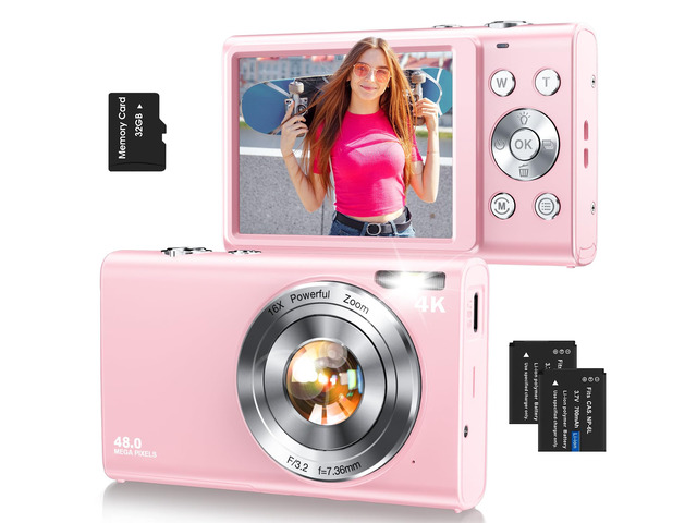 Digital Camera,Autofocus 4K 48MP Vlogging Camera for Photography,32GB Card Portable Compact Point and Shoot Digital Camera for Teens Adult Beginner...