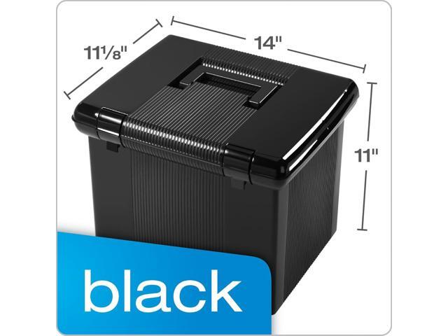 Pendaflex Portable File Box with File Rails, Simple Document Storage, File Bin for Home and Office, Hinged Lid with Double Latch Closure, Black, 3...