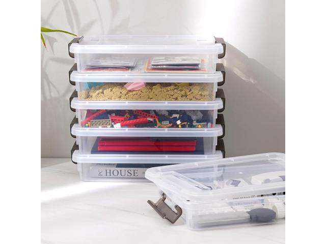 Citylife 6 PCS Clear Plastic Container Clip Box with Latching Lids, Stackable Document Paper Protectors Organizer Container for Office, Home, and...