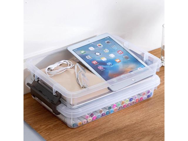 Citylife 6 PCS Clear Plastic Container Clip Box with Latching Lids, Stackable Document Paper Protectors Organizer Container for Office, Home, and...