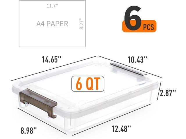 Citylife 6 PCS Clear Plastic Container Clip Box with Latching Lids, Stackable Document Paper Protectors Organizer Container for Office, Home, and...