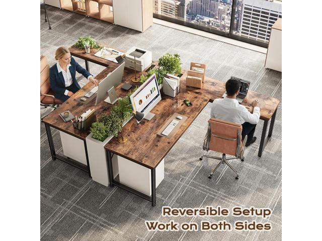 Huuger 63 Inch L Shaped Desk with Power Outlets and USB-C Port, 0.95 Inch Thicker Desktop, Reversible Computer Desk, Larger Office Corner Gaming...