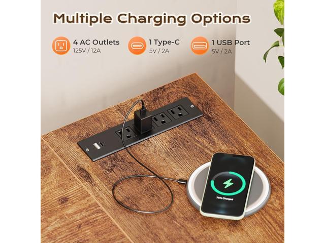 Huuger 63 Inch L Shaped Desk with Power Outlets and USB-C Port, 0.95 Inch Thicker Desktop, Reversible Computer Desk, Larger Office Corner Gaming...