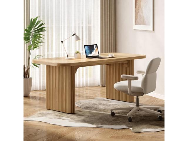 LITTLE TREE 62-Inch Home Office Computer Desk, Large Writing Desk with Textured Double Base, 5 ft Conference Meeting Seminar Table for Office