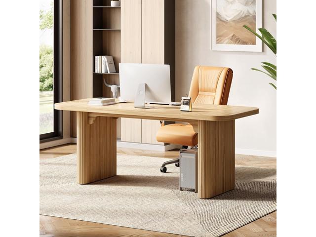 LITTLE TREE 62-Inch Home Office Computer Desk, Large Writing Desk with Textured Double Base, 5 ft Conference Meeting Seminar Table for Office