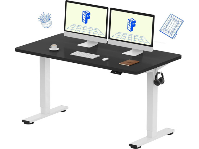 FLEXISPOT EN1 One Piece Standing Desk, 55 x 28 Inch Desktop Electric Adjustable Height Desk for Home Office and Computer Workstation (White Frame +...