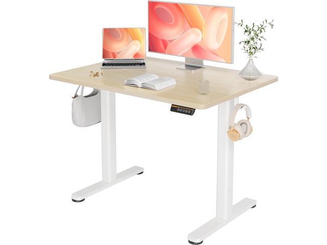 YDN Electric Standing Desk Adjustable Height, 40 x 24 Inches Stand up Desk with Cable Management, Home Office Desks with Splice Board & White...
