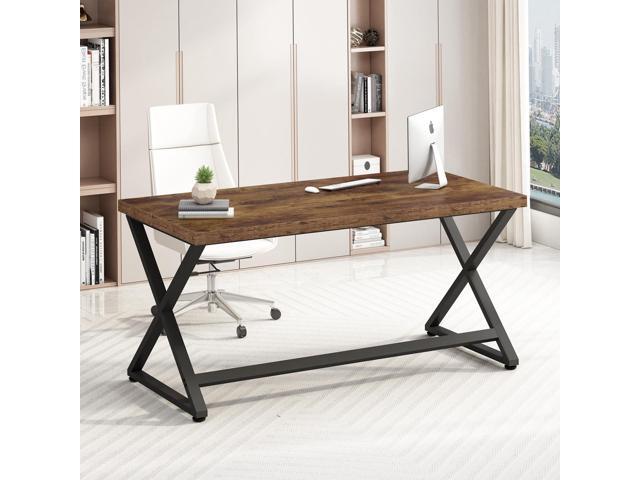 IBF Rustic Computer Desk, Industrial 47 Home Office Desk, Farmhouse Wood Metal Work Desk for Writing Study, Vintage Minimalist Executive.