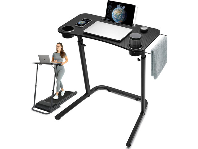 Treadmill Desk, Small Standing Desk for Walking Pad, 30-47 Inch Adjustable Height Walking Pad Stand for Treadmill, Portable Standing Table for Bike...