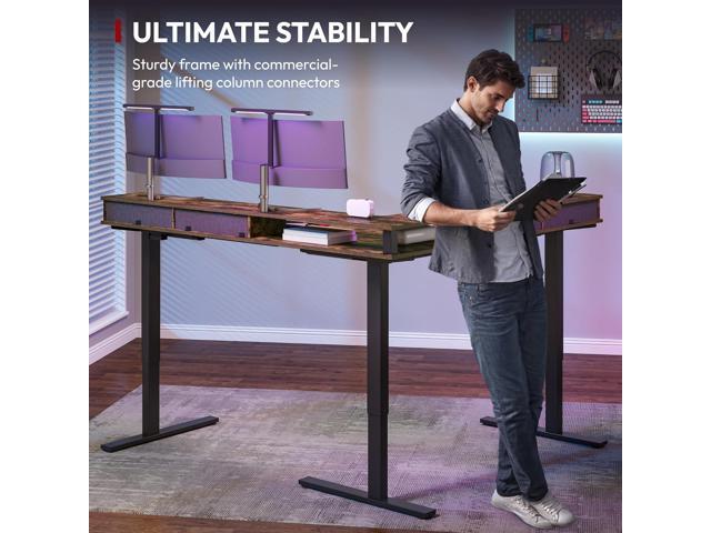 SANODESK 71' L Shaped Standing Desk with 4 Drawers, Height Adjustable Stand up Desk, Corner Gaming Desk with Monitor Stand, Black Frame/Rustic...